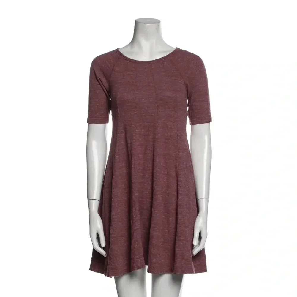 Ganni Heather Burgundy Scoop Neck Dress Size Large